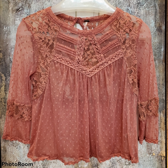 Free People Tops - 🥂🍾Host Pick🍾🥂 Free People Papaya Sheer Blouse